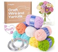 Caydo Aluminum Craft Wire and Acrylic Yarn Skeins Kit, i-Cord Knitting Kits for Beginner for DIY Handicraft Making, 8x25g Yarn & 2 Roll 5M x 3 mm Wire