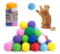 Caydo Cat Toys Balls, 20pcs 15 Colors 2.4 Inch Soft Cat Pom Pom Balls, Cats Toys for Indoor, Interactive Cat Chew Toys for Kitty Kitten
