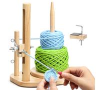 Caydo Crochet Yarn Holder for Beginners, Upgrade 2 in 1 Yarn Guide Holder for Crocheting, Wooden Yarn Spinner with Clip, Yarn Tension Regulator Magic Rings Tool, Great Helper for Crocheters&Knitters