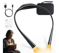 Caydo Knitting Light with Bag, 4 Color Temp & 5 Brightness Book Light for Eye Protection, Adjustable Angle & Soft Arm, Gift as Neck Light for Reading/Crafts/Diamond Paint/Woodworking (Black)