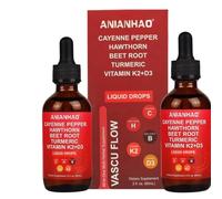 Cayenne Pepper Drops, 120ml Gleame Cayenne Pepper Drops, Hawthorn Berry, Vitamin D3 K2 Beet Root Powder, Ceylon Cinnamon, Turmeric Curcumin, Organic Panax Ginseng, Berberine 2 Bottles