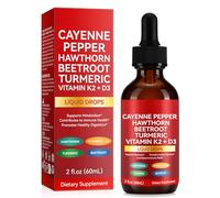 Cayenne Pepper Drops Liquid - Natural Herbal Blend Cayenne Pepper Supplement with Hawthorn, Beetroot, Turmeric & Vitamins D3 K2 for Metabolism & Circulation Support, Immune & Digestive Function 60ml