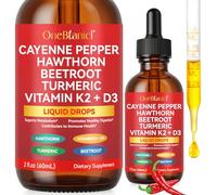 Cayenne Pepper Drops,Organic Cayenne Pepper Liquid,Cayenne Health Supplements,Vitamin K2 & D3,Turmeric Curcumin, Beet Root Powder, Vegan-Friendly, Easily Absorbed - 60ml