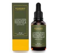 Cayenne Pepper Drops with Hawthorn, Beetroot, Turmeric and Vitamin D3 K2, Berberine & Ceylon Cinnamon for Heart & Circulatory Support | 30ml | Made in The UK by Roundway Supplements