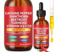 Cayenne Pepper Liquid Drops 60ml - with Hawthorn Berry, Beetroot, Turmeric, Vitamin D3 & K2 - Vegan & Halal - Supports Metabolism, Immune Health & Digestion - Natural Herbal Supplement (2 fl oz)