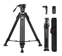 Cayer FA310H Video Tripod with Fluid Ball Joint K10 - Single Push Leg Lock and Quick Adjustment - 22 lbs Load Aluminum for DSLR, Mirrorless, Camcorders