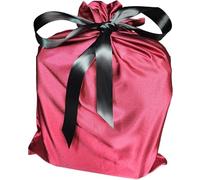 Caylee's Creations Reusable Satin Gift Bag with Ribbon and Tags (Wine with Black Ribbon - Large 27.75in x 20in)