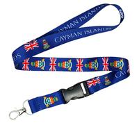Cayman Islands Flag Lanyard Keychain Neck Strap with Detachable Buckle and Metal Clip Cayman Islands National Flag Design ID Badge Holder Keys Pass Card Holder Caribbean Souvenir Gift 57cm x 2cm