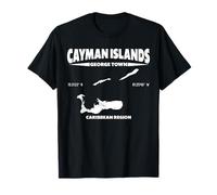 Cayman Islands Flag Map Design with Coordinates and Nickname T-Shirt