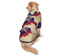 Cayman Islands Flag Map Dog Hoodie for Medium Large Dogs, Warm Soft Pet Sweatshirt, Easy to Wear Jumper Clothes