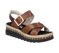 Rieker Women's Cork Open Toe Buckle Slip On Sandals (Brown, UK 8)