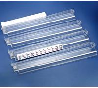 CAYOULR Mahjong Racks with Pushers, Convenient Rotating One-Piece Mahjong Pushers and Racks,4PCS American Mahjong Accessories, Clear Acrylic Majiang Tile Racks Set of 4, Transparent