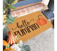 CaySep Hello-Pumpkin Welcome-Doormats - Non-Slip Coir Entrance-Mat Fall-Harvest-Festival Front-Door-Mat Porch-Rugs Home-Decor