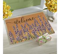 CaySep Spring Lavender Welcome Door Mat Floral Decorative Doormat Farmhouse Floor Rug Switch Mat for Home Indoor Outdoor Decorations 43 x 74 CM