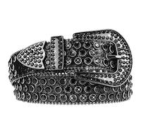 CaySep Western-Rhinestone-Belts for Women's-Men's Cowgirl-Cowboy-Country Sparkly-Rodeo-Belts for Unisex (Black, 110cm/For Waist 74cm-99cm)