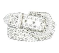 CaySep Western-Rhinestone-Belts for Women's-Men's Cowgirl-Cowboy-Country Sparkly-Rodeo-Belts for Unisex (White, 110cm/For Waist 74cm-99cm)