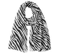 CaySep Women Silky Leopard Print Scarf - Print Florals Shawl Long Lightweight Sunscreen Scarf for Travel, Zebra Stripes, Medium