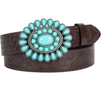 CaySep Women Western-Turquoise-Belt Embossed-PU-Leather-Cowgirl-Belt Applies-Jeans-Pants-Dresses for Rodeo-Country-Concert