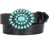 CaySep Women Western-Turquoise-Belt Embossed-PU-Leather-Cowgirl-Belt Applies-Jeans-Pants-Dresses for Rodeo-Country-Concert