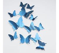 CAYUDEN 3D Butterfly Wall Stickers 24pcs Removable Mirror Butterfly Stickers DIY Butterfly Decor 3 Sizes 3D Butterfly Wall Decal for Room, Door, Window, Wedding, Party Decoration(Blue)