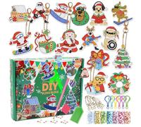 CAYUDEN Christmas Diamond Art Keyring Making Kit, 15pcs 5D Gem Arts and Crafts Kits for Kids, Make Your Own Keyrings DIY Gem Craft Set Christmas Decorations, Cute Keychain for Adults Christmas Gifts
