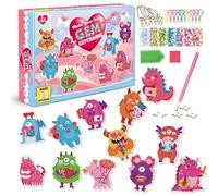 CAYUDEN Diamond Painting Keychains, 12pcs DIY Diamond Keychains Ornaments Monster Keyrings 5D Crystal Art Kits for Kids Gem Keyrings Kit for Kids Ages 6 8 10