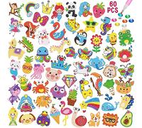 CAYUDEN Diamond Painting Stickers, 60 pcs Gem Art Sticker DIY Sticker Kit 5D Animals Diamond Dots Painting Mosaic Stickers Gem Arts and Crafts Kit Adults Gift