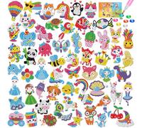 CAYUDEN Diamond Painting Stickers, 60pcs Gem Sticker Kids Cute Animal DIY Diamond Art Craft Kit 5D Diamond Dots Cartoon Mosaic Stickers Gem Stickers Art and Crafts Kit for Kids 4 6 8 10 12