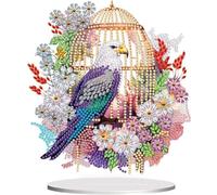 CAYUDEN Diamond Painting Table Ornaments, DIY Parrot Diamond Painting Adult 5D Crystal Art Desktop Standing Art Set Diamond Art Kits Adults Tabletop Gem Ornaments Art Craft Kit for Gift, Decoration