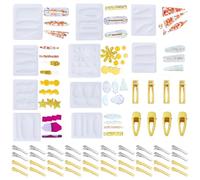 Cayway 10 PCS Hair Pin Casting Molds Set, Resin Hair Clips Molds with Metal Clip for Hair Pin Making, Hair Pin Silicone Resin Molds for Epoxy Resin Crafts, Keychain, Bookmark