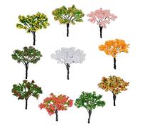 Cayway 10 PCS Miniature Trees Mixed Model Trees, Mixed Colors Accessories Model Train Scenery Architecture Trees Fake Trees for Building Model, Model Scenery with No Bases for DIY Crafts