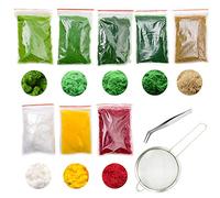 Cayway 10 PCS Model Trees Model Static Grass, 8 Color 3MM Powder Fake Grass Model Trees for Aritificial Plants Model Train Scenery, Miniature Shrubs Bushes, DIY Scenery Landscape