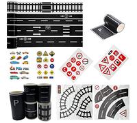 Cayway 10 Pieces Road Tape DIY Traffic Sign Set, Trains Railways Train Track Model Traffic Washi Tape Car Stickers Road Sticker Rolls for Toy Cars