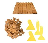 Cayway 100 PCS Mini Red Roof Tiles Model Building Set, 18mm Fake Tiles Model Sand Table Micro Landscape Accessories DIY Dollhouse Bricks Diorama Fairy