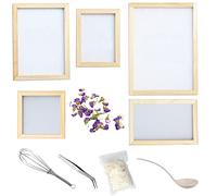 Cayway 11 Pack Paper Making Screen Kit Include 5 PCS Wooden Paper Making Mold Frame, Dried Flowers, Replace Mesh Cloth, Spoon Stirrer and Tweezers for DIY Dried Flowers Craft
