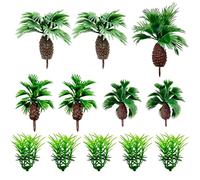 Cayway 12 PCS Model Trees Coconut Palm and Miniature Grass Model, Model Trees for Model Train Railway Architecture Diorama DIY Scenery Landscape, Cake Decoration