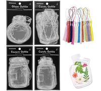 Cayway 120pcs Clear Pressed Flower Bookmarks DIY Plant Bookmark with Tassels, Transparent Bottle Shaped Flower Bookmark Maker