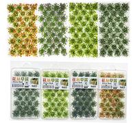 Cayway 128 PCS Miniature Colorful Flower Cluster, 4 Color Static Grass Tuft Model Grass Tufts Flower Vegetation Groups Static Grass Tufts for DIY Model Train Landscape Railroad Scenery