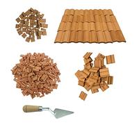 Cayway 150 PCS Mini Red Wall 50 PCS Mini Red Roof Tiles Model Building with Tool Set, Scale Model Bricks 18mm Fake Tiles Model for Dollhouse Bricks Diorama Fairy