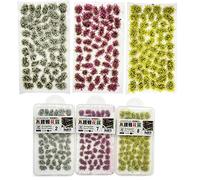 Cayway 159 PCS Static Grass Tuft Model Grass Tufts Railway Artificial Grass 3 Color Bushy Tuft Flower Cluster Vegetation Groups for DIY Architecture Building Model Train Landscape Railroad Scenery
