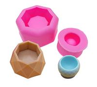 Cayway 2 PCS Flower Pot Silicone Mold,DIY Succulent Plants Concrete Planter Vase Gypsum Cement Molds Clay Mould Candle Holder Mold for DIY Succulent Plant ResinCandle Holder Wax Casting Soap Making