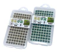 Cayway 208 PCS Static Grass Tuft Model Grass Tufts Terrain Model Kit Resin Static Scenery Model Miniature Shrubs Bushes for Train Landscape Railway Artificial Grass Modeling