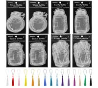 Cayway 240pcs Transparent Dried Flower Bookmarks, DIY Plant Bookmark Maker with Tassels, PET Material, 4 Styles, 60pcs Each