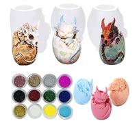 Cayway 3 PCS Small Dragon Egg Silicone Mould for Resin, Dragon Egg Epoxy Silicone Moulds Jewelry Casting Mould for Resin Craft DIY, Keychain, Home Decoration