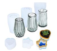 Cayway 3 PCS Vase Resin Moulds Silicone Set and 2 PCS Silicone Resin Mould Flower Pot Set, Vase Resin Casting Moulds Jewelry Silicone Casting Moulds for Epoxy Resin, Home Decoration