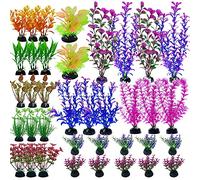 Cayway 37 PCS Aquarium Aquatic Artificial Aquatic Plants Mixed Aquarium Plants Fish Tank Decorations for Aquarium Simulation Plastic Plants