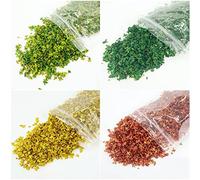 Cayway 4 Pack Model Scenery Leaf, Realistic Miniature Leaves, 4 Color Simulation Leaves for DIY Railway Fairy Garden Simulation Vine for Fairy Garden Diorama Scenery Landscape Layout (Style A)