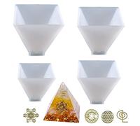 Cayway 4 PCS Pyramid Resin Casting Moulds, Silicone Resin Mould with Resin Filler for Ogan Pyramid Muold, Home Table Decoration