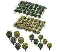 Cayway 4 PCS Static Grass Tuft Model Grass Tufts Terrain Model Kit Resin Static Scenery Model Miniature Shrubs Bushes and Tweezers for Train Landscape Railway Artificial Grass Modeling