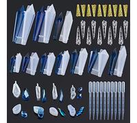 Cayway 48 PCS Epoxy Resin Jewelry Molds Set, 28 PCS Jewelry Resin Casting Mold Resin Pendant Molds and Mold Accessories for Making Necklace Pendant and Earring